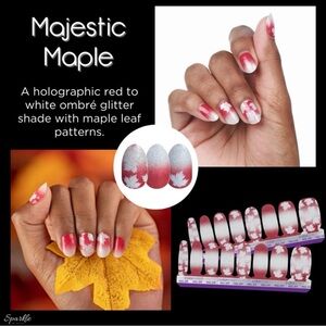 Colourpop Majestic Maple Holographic Red to White Ombre Press-On Nails